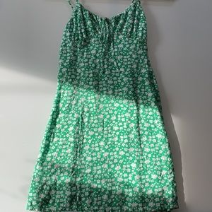 Green Mini Dress with Daisy Print (Size S)